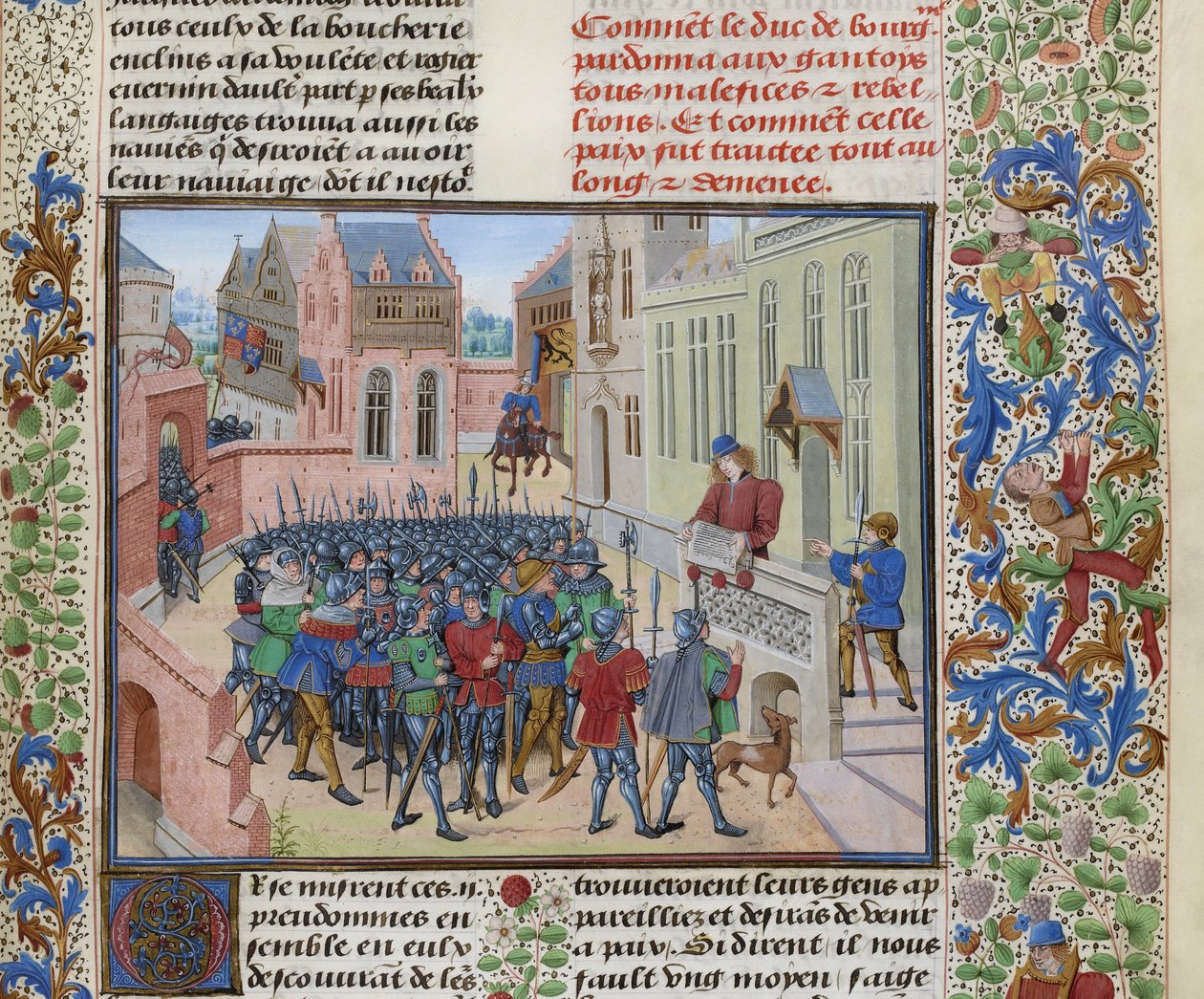 Jean de Heyle liest in Gent einen Brief von Philipp II. dem Kühnen von Loyset Liedet