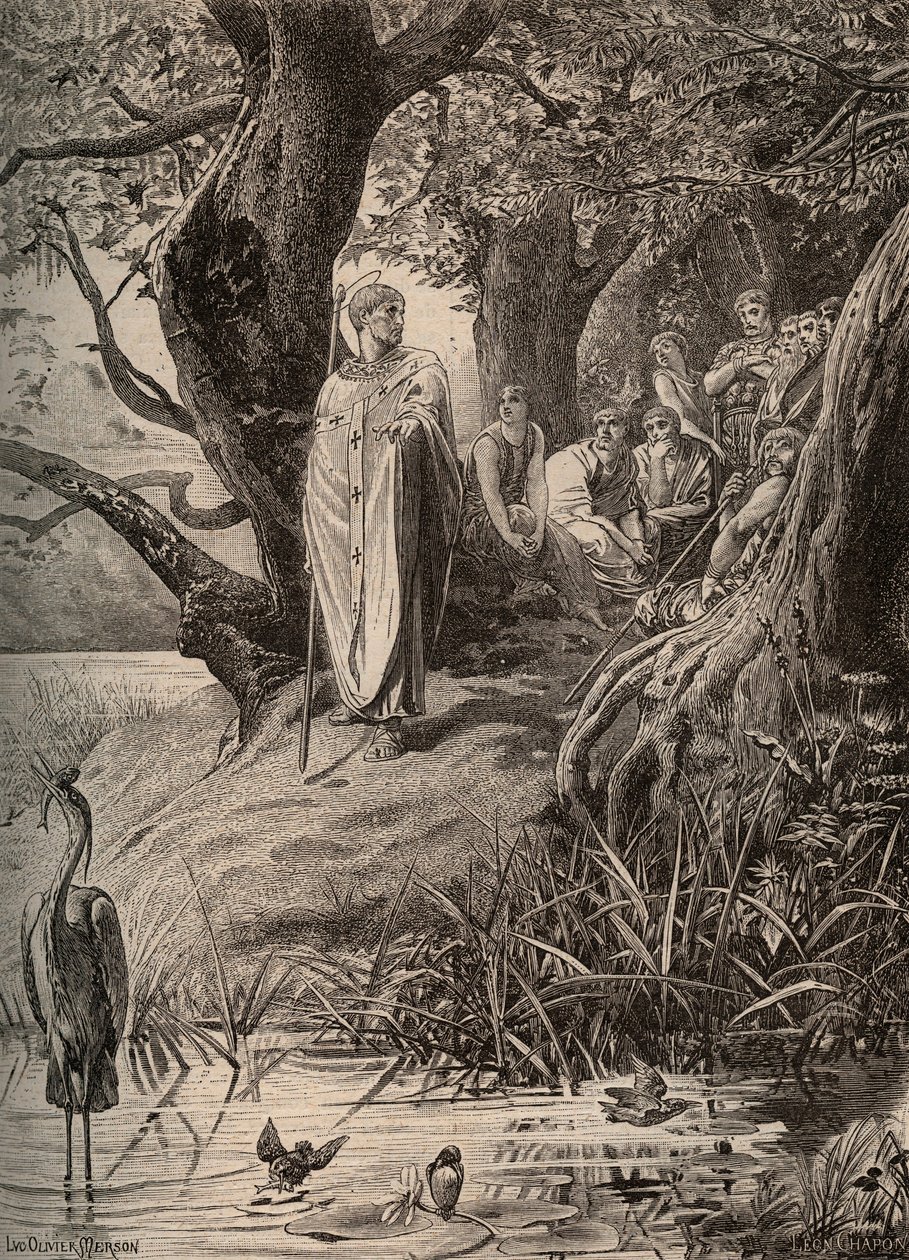 Apolog von den Fischvögeln, erzählt von Saint Martin den Bewohnern der Ufer der Loire (Stich von Luc Olivier Merson) von Luc Oliver Merson