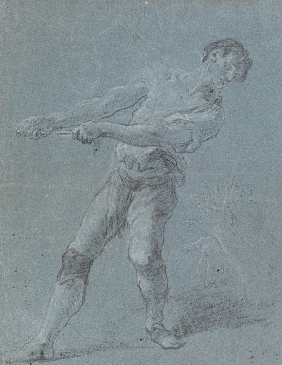 Junger Mann zieht ein Seil von Luca Giordano