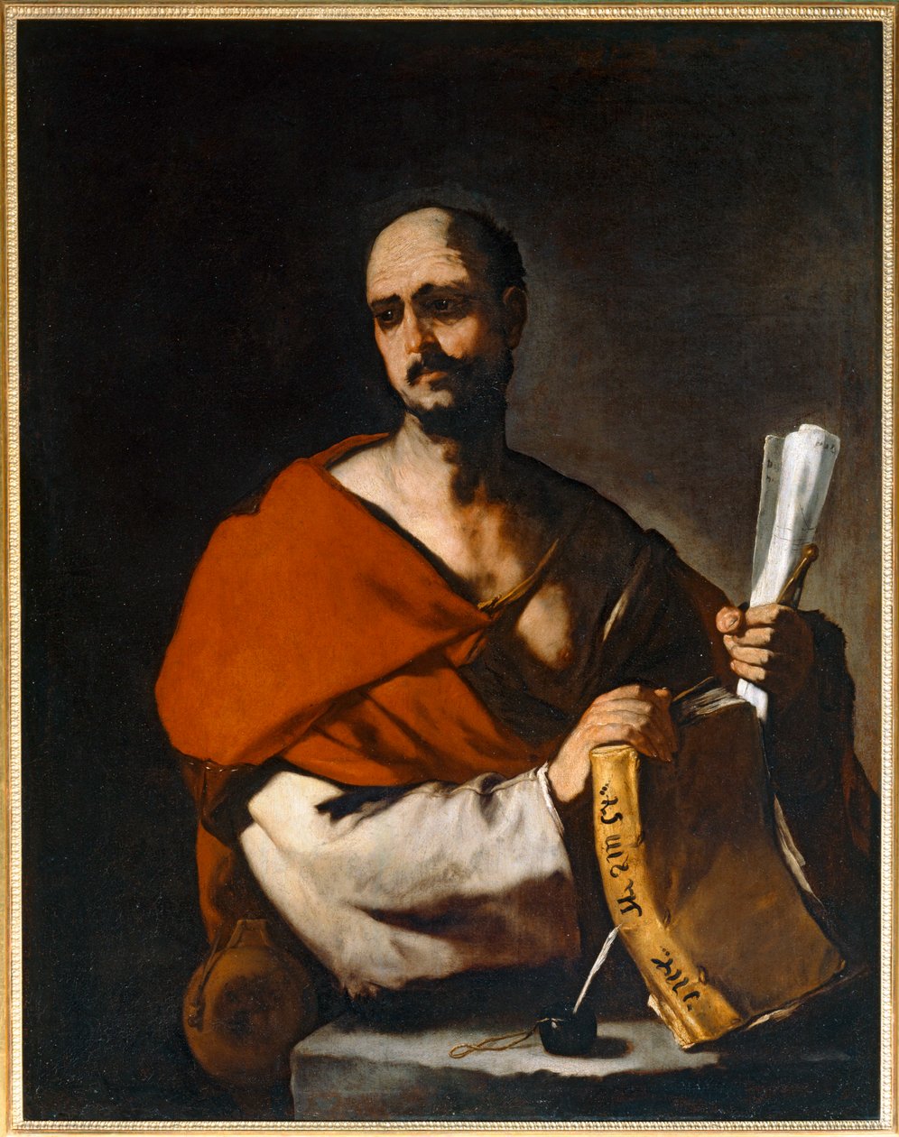 Philosoph mit einem Buch und einer Papierrolle von Luca (circle of) Giordano