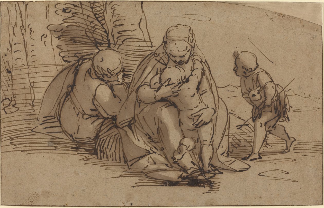 Heilige Familie mit dem kleinen Johannes dem Täufer von Luca Cambiaso