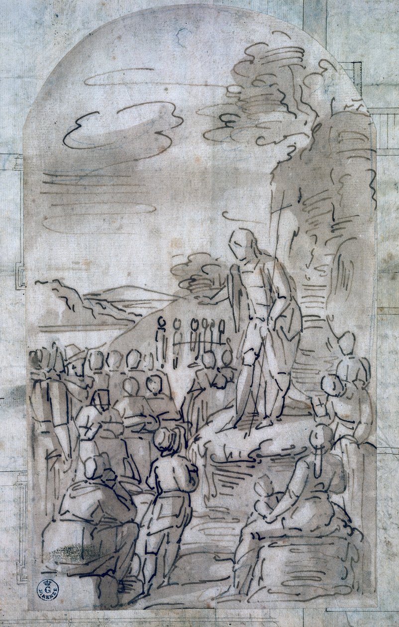 Johannes der Täufer predigt von Luca Cambiaso