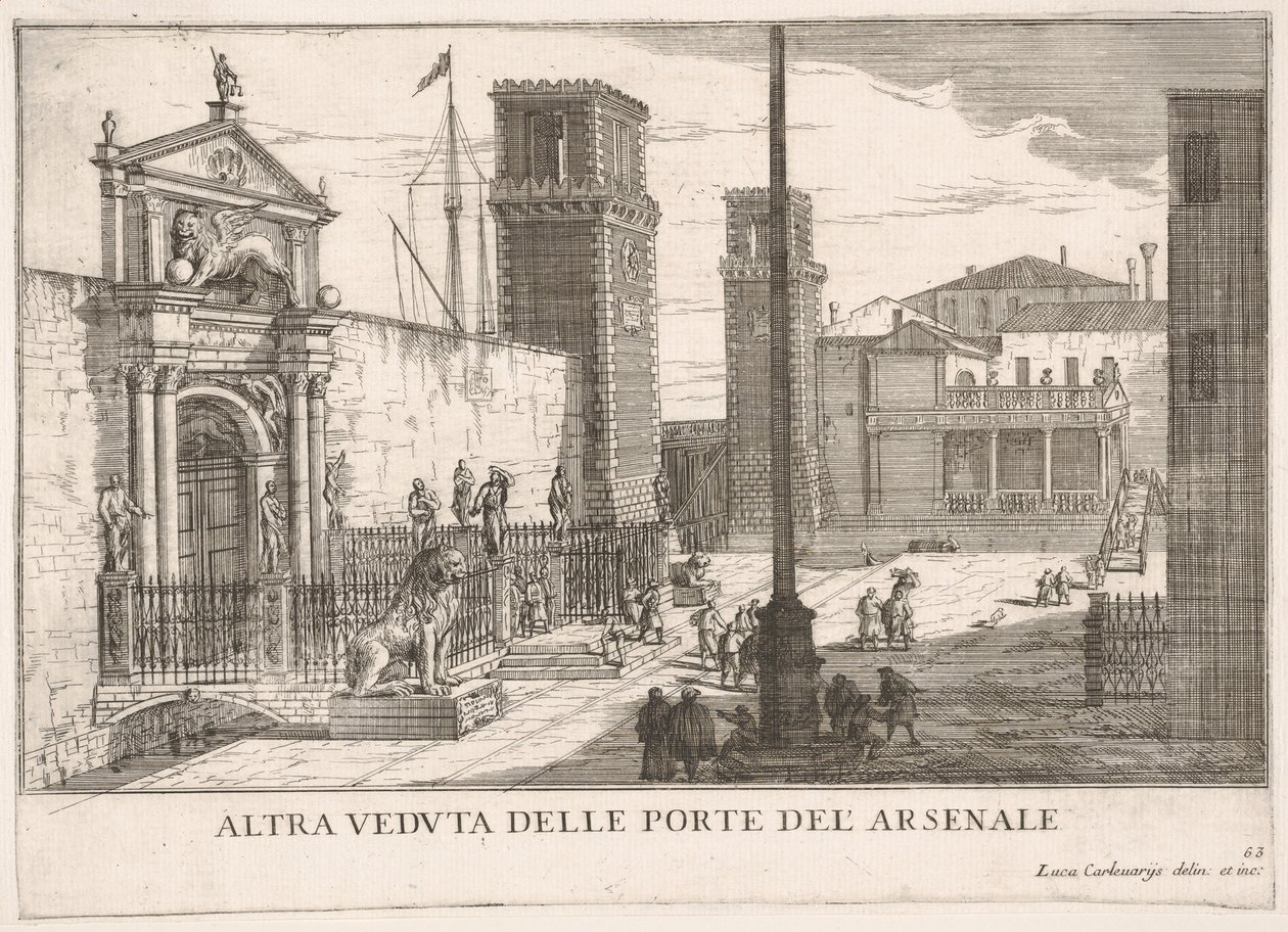 Ansicht des Tores des Werft- und Waffenkomplexes Arsenale, Venedig von Luca Carlevarijs