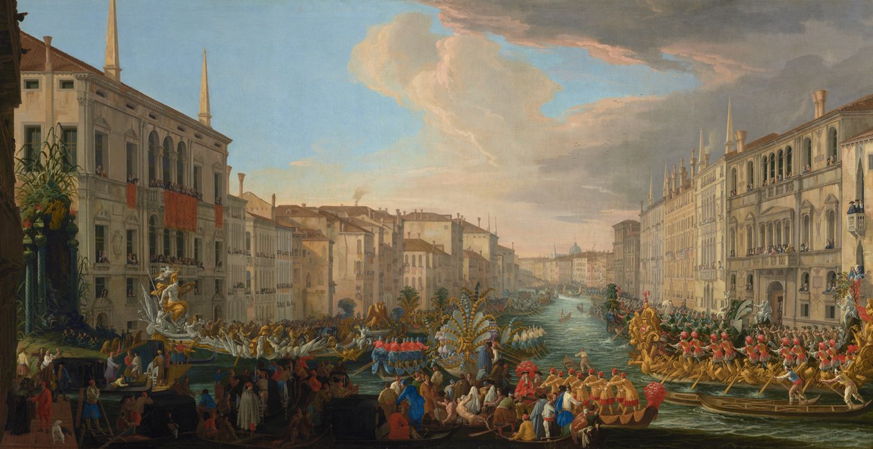 Regatta auf dem Canal Grande zu Ehren von Friedrich IV., König von Dänemark von Luca Carlevarijs