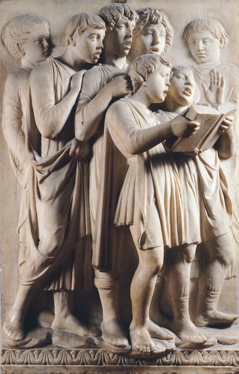 Kinder und Cherubim singen (Detail) von Luca Della Robbia