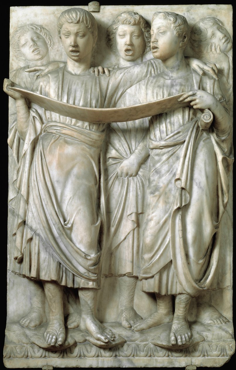 La cantoria oder singende Kinder im Chor - Marmorrelief von Luca della Robbia (ca. 1400-1482), Quattrocento von Luca Della Robbia