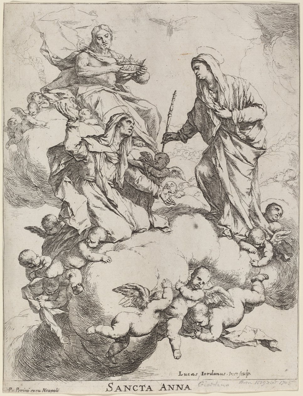 Heilige Anna von der Jungfrau und Christus empfangen von Luca Giordano