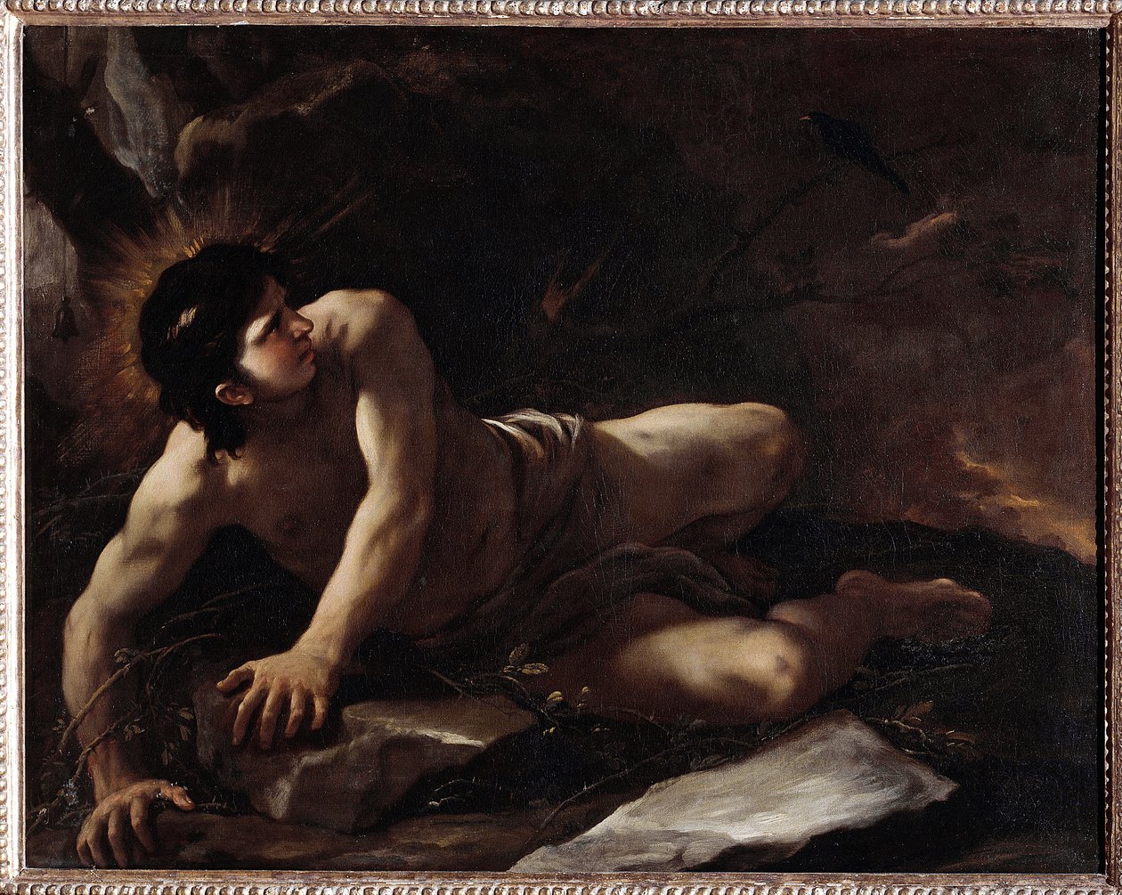 Die Versuchung des heiligen Benedikt, der sich in die Brombeeren wirft, um Versuchungen zu vermeiden von Luca Giordano