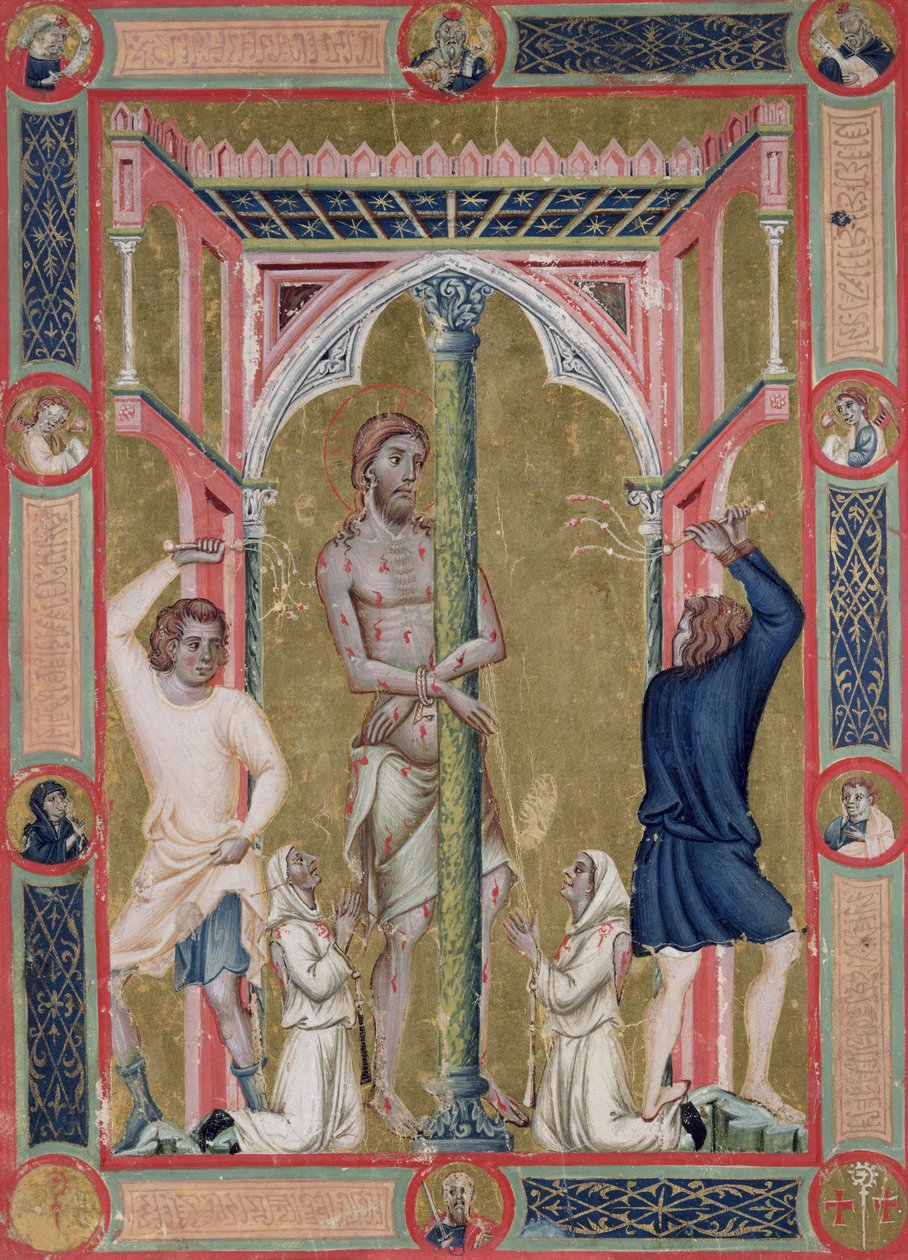 Die Geißelung Christi, aus der Mariegola de la Scuola di San Giovanni Evangelista de Venedig von Luca di Paolo Veneziano