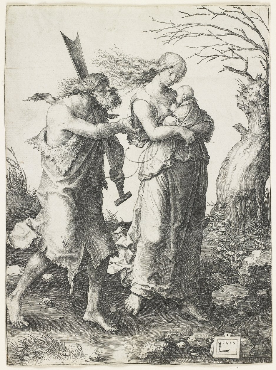 Adam und Eva nach ihrer Vertreibung aus dem Paradies, 1510 von Lucas van Leyden