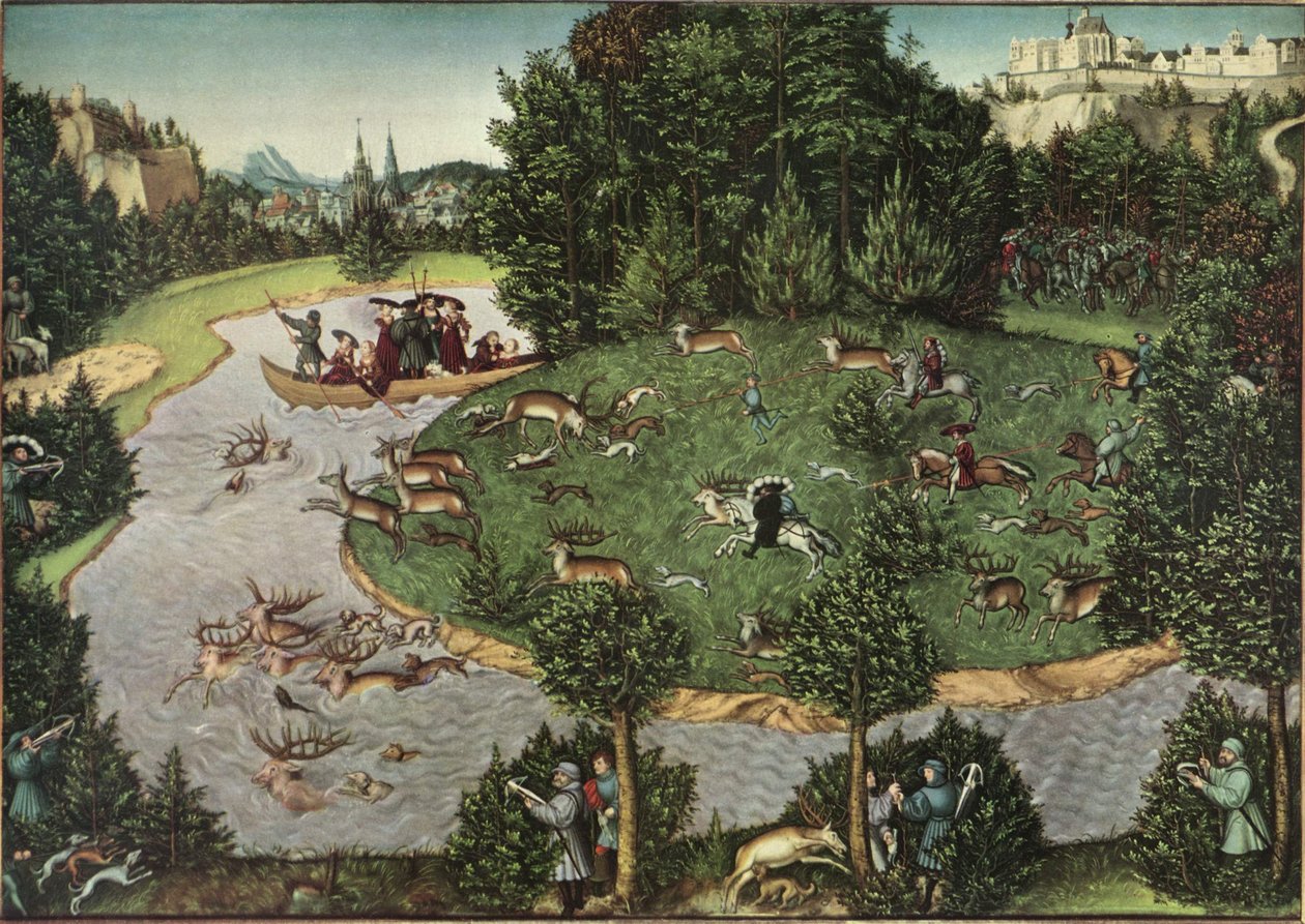 Eine Hirschjagd mit dem Kurfürsten Friedrich dem Weisen von Lucas Cranach the Elder