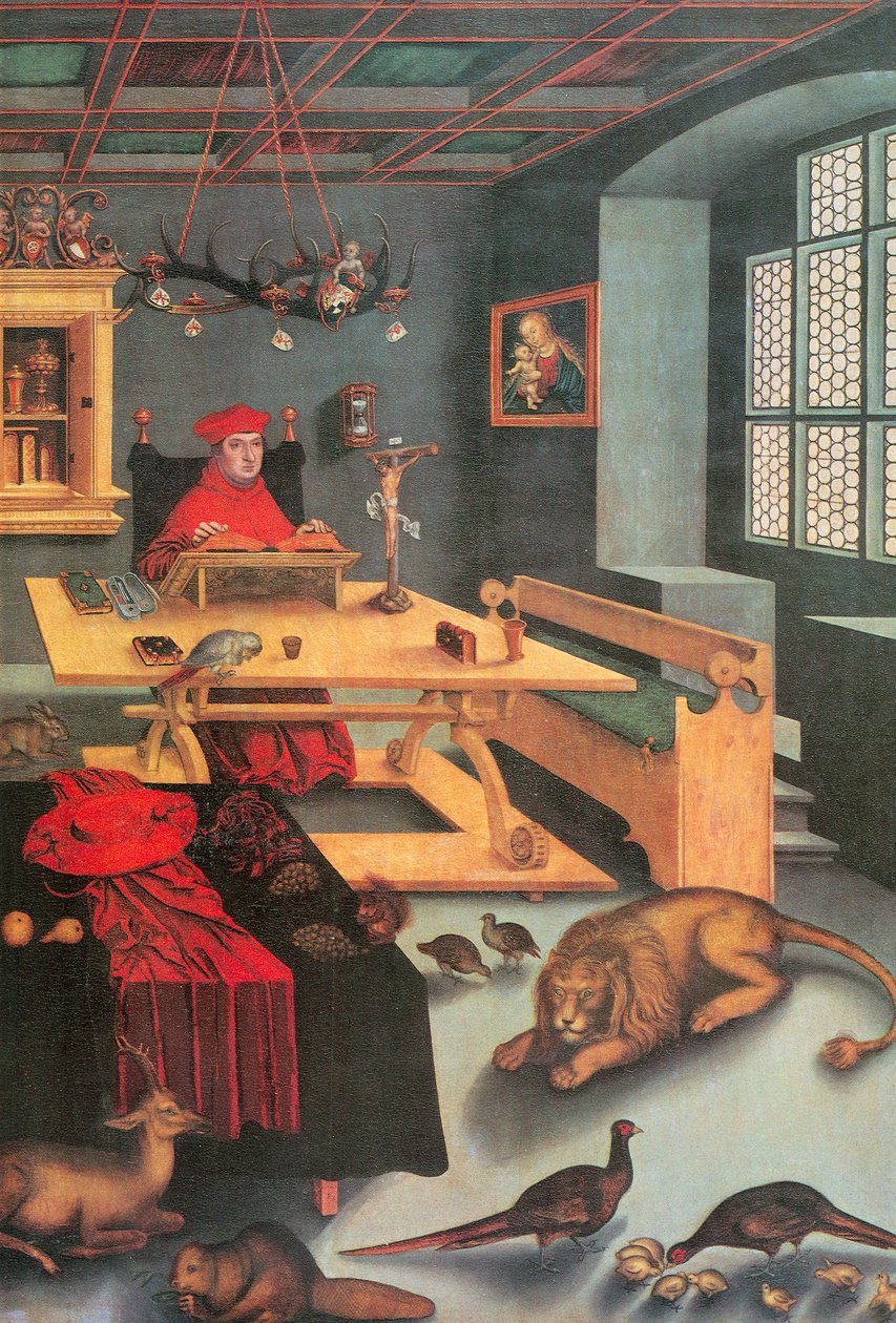 Kardinal Albrecht von Brandenburg als Heiliger Hieronymus von Lucas Cranach the Elder