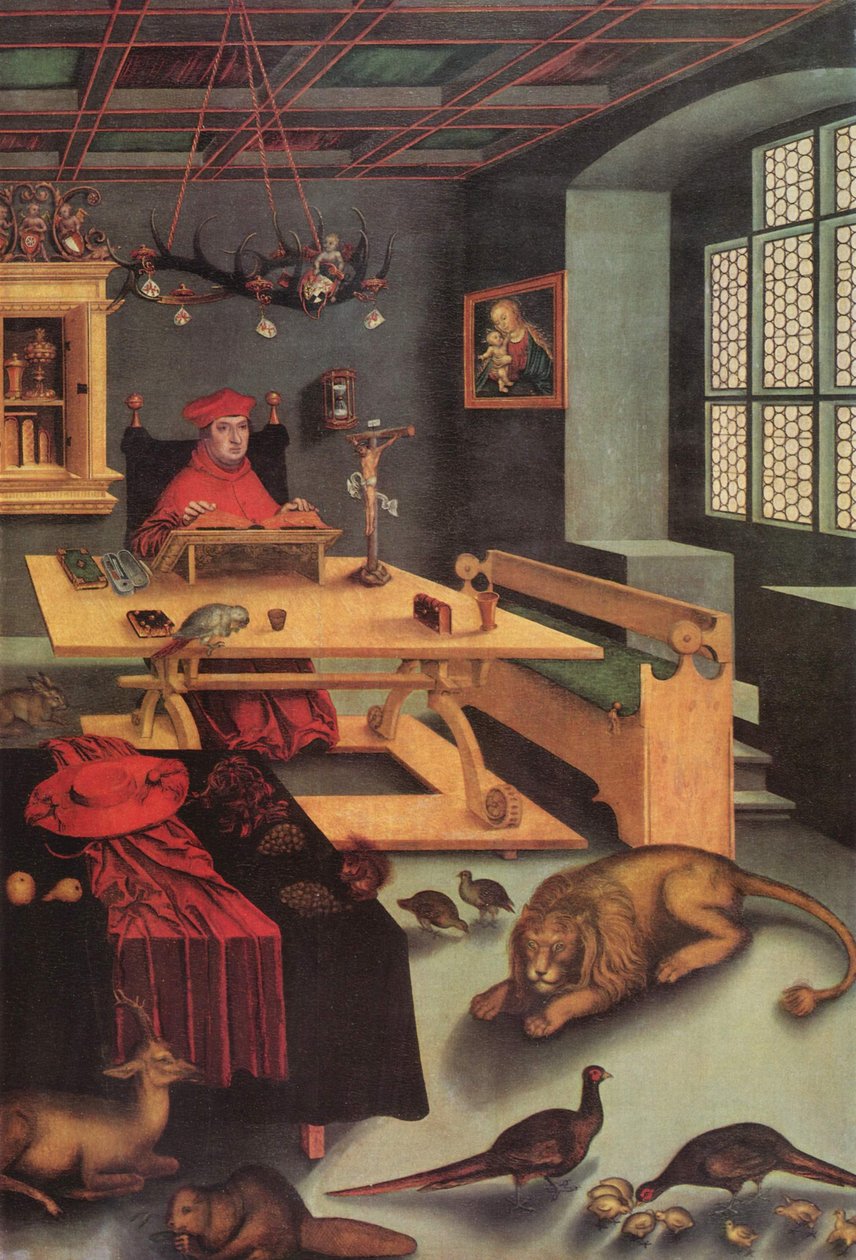 Kardinal Albrecht von Brandenburg als Heiliger Hieronymus von Lucas Cranach the Elder