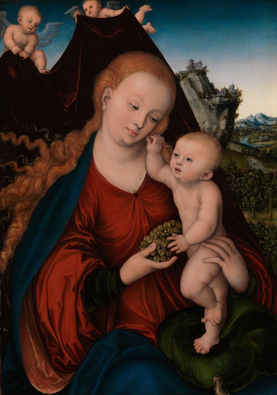 Maria mit dem Kind und der Weintraube von Lucas Cranach the Elder