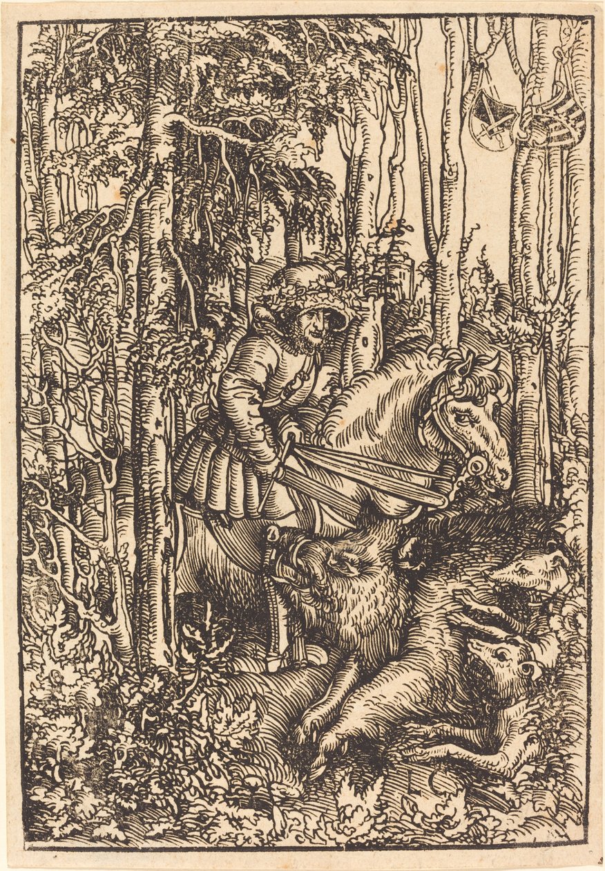 Jäger zu Pferd jagt einen Wildschwein von Lucas Cranach the Elder