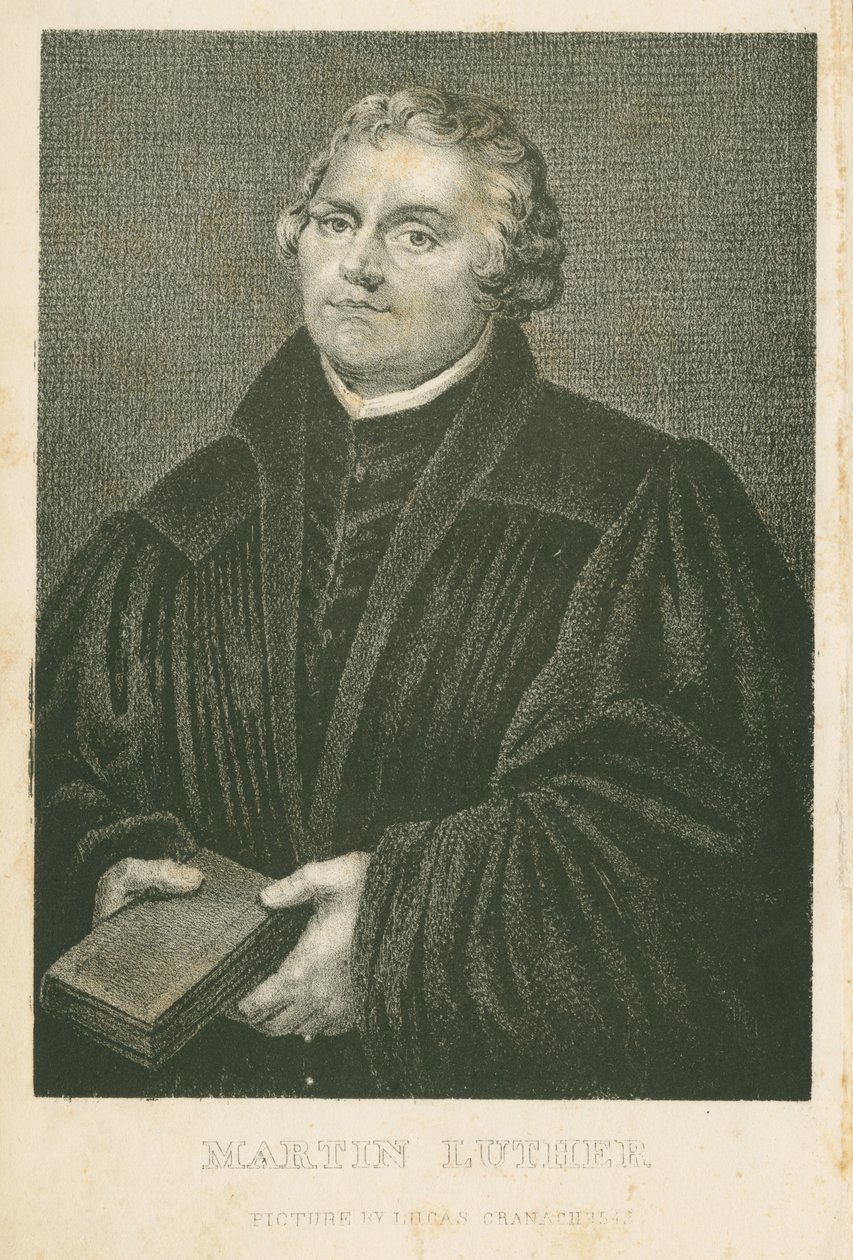 Martin Luther, Lithographie von James Weber (ca. 1824-86), ca. 1850 von Lucas Cranach the Elder