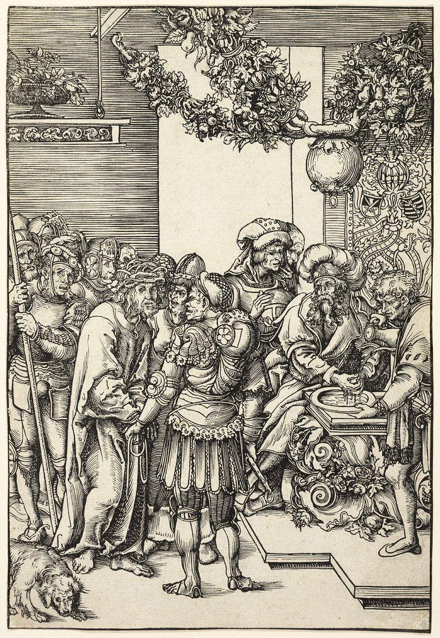 Pilatus wäscht seine Hände, aus Die Passion von Lucas Cranach the Elder