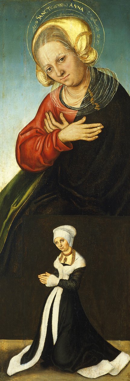 Heilige Anna mit der Herzogin Barbara von Sachsen als Stifterin, ca. 1514 von Lucas Cranach the Elder