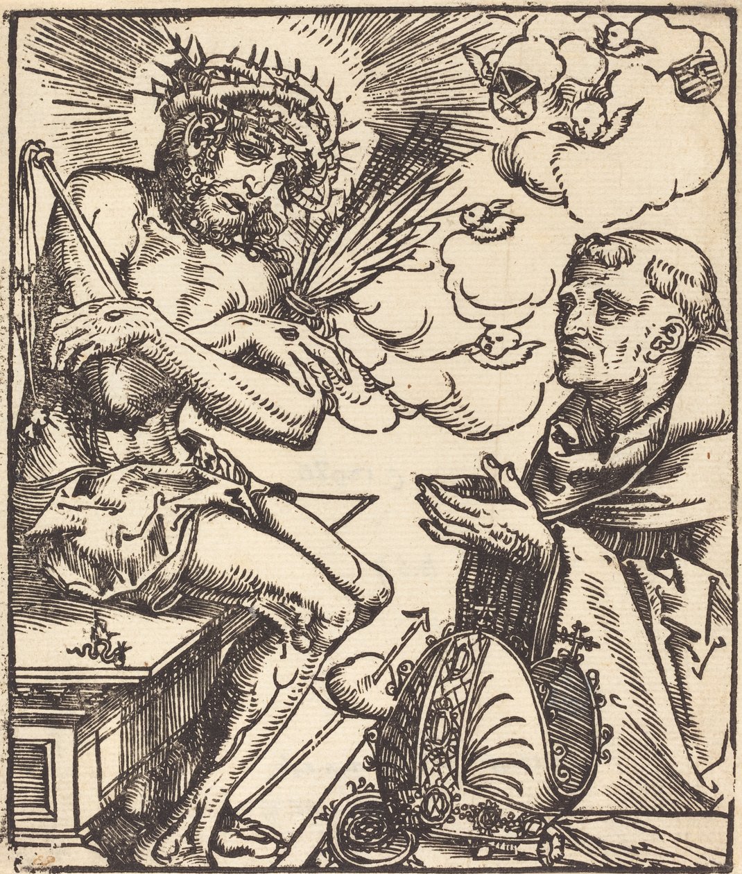 Heiliger Bernhard verehrt den Schmerzensmann von Lucas Cranach the Elder