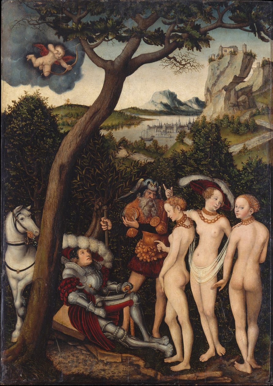 Das Urteil des Paris, um 1528 von Lucas Cranach the Elder