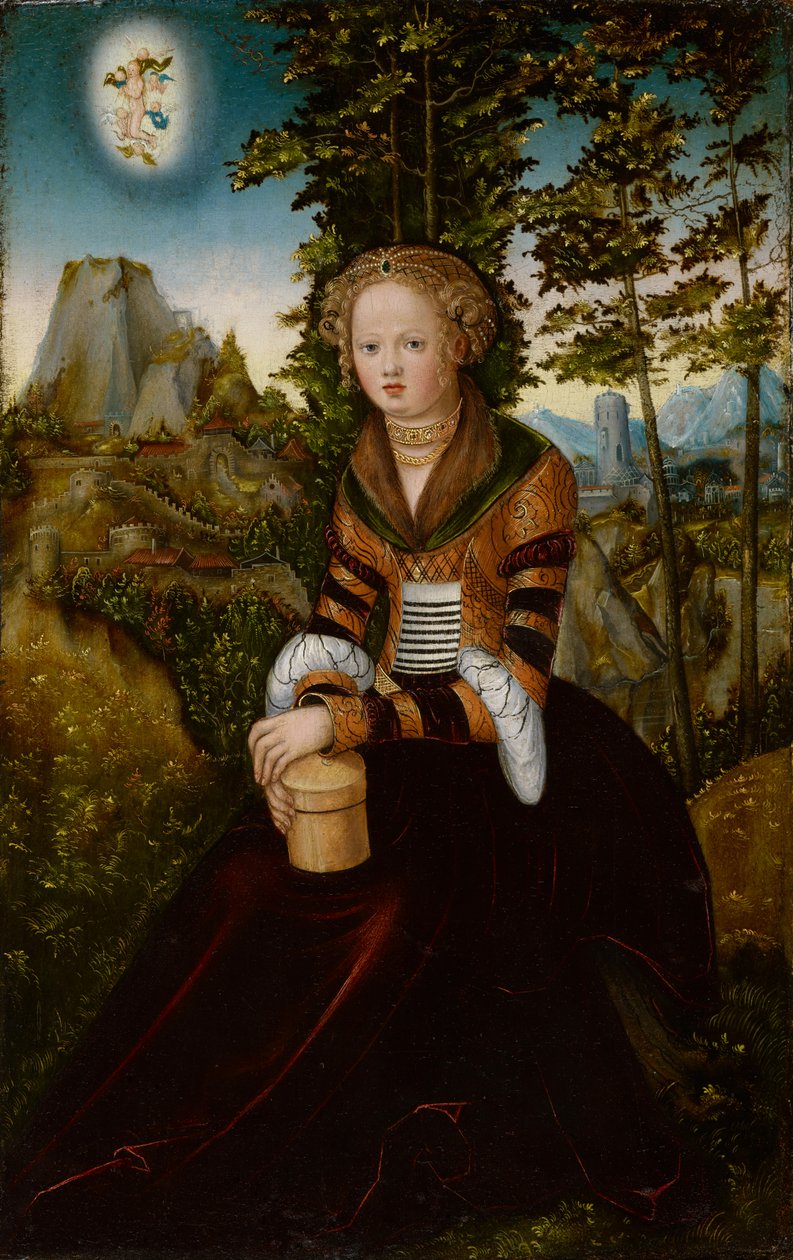 Die Magdalena sitzt vor einem Baum von Lucas Cranach the Elder