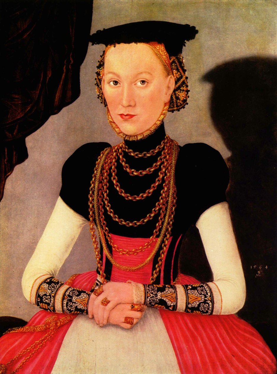 Weibliches Bildnis / Bildnis einer Frau (eine geborene Hoffmann aus Leipzig?) von Lucas Cranach the Younger