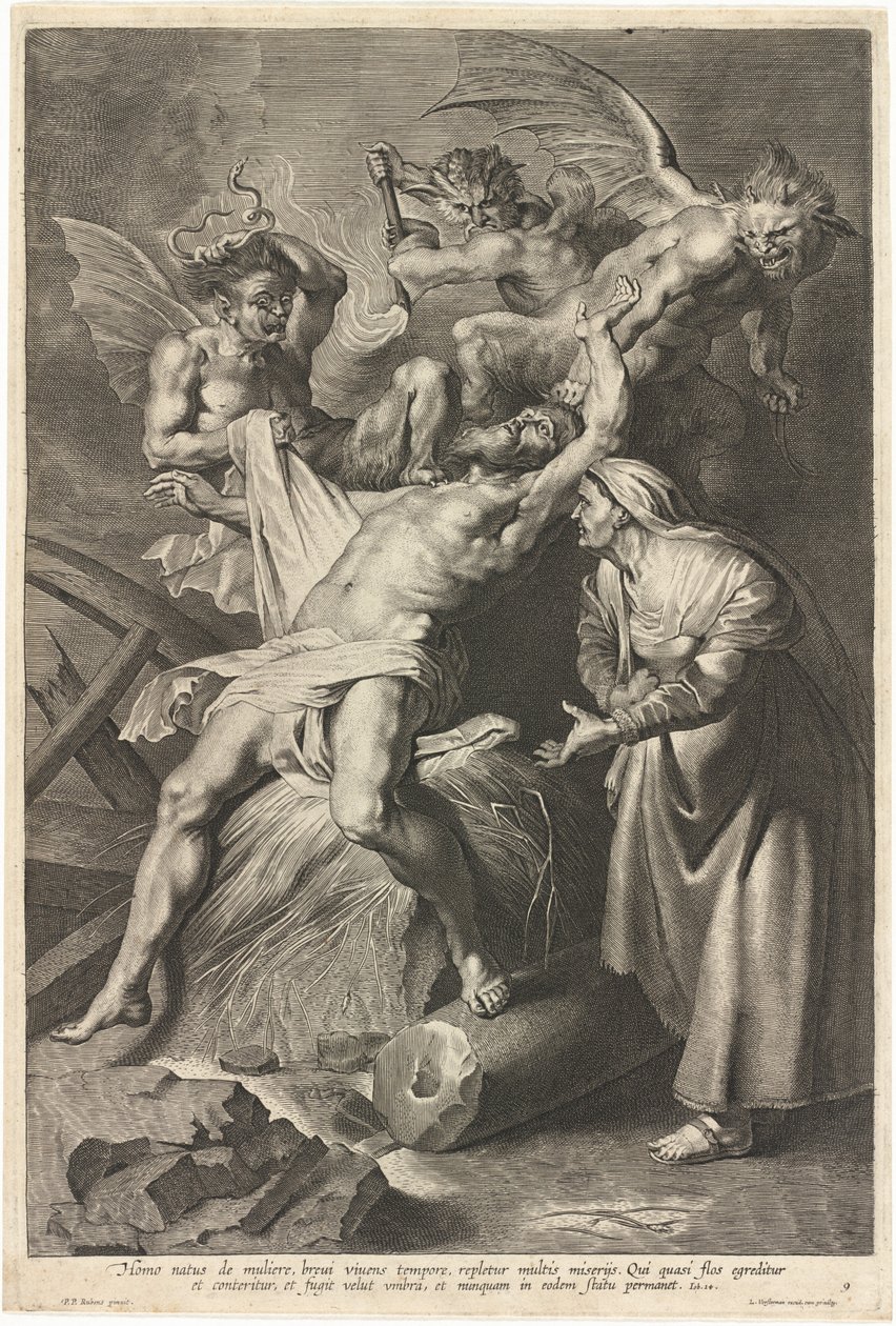 Hiob von Dämonen gequält und von seiner Frau misshandelt von Lucas Emil Vorsterman after Sir Peter Paul Rubens
