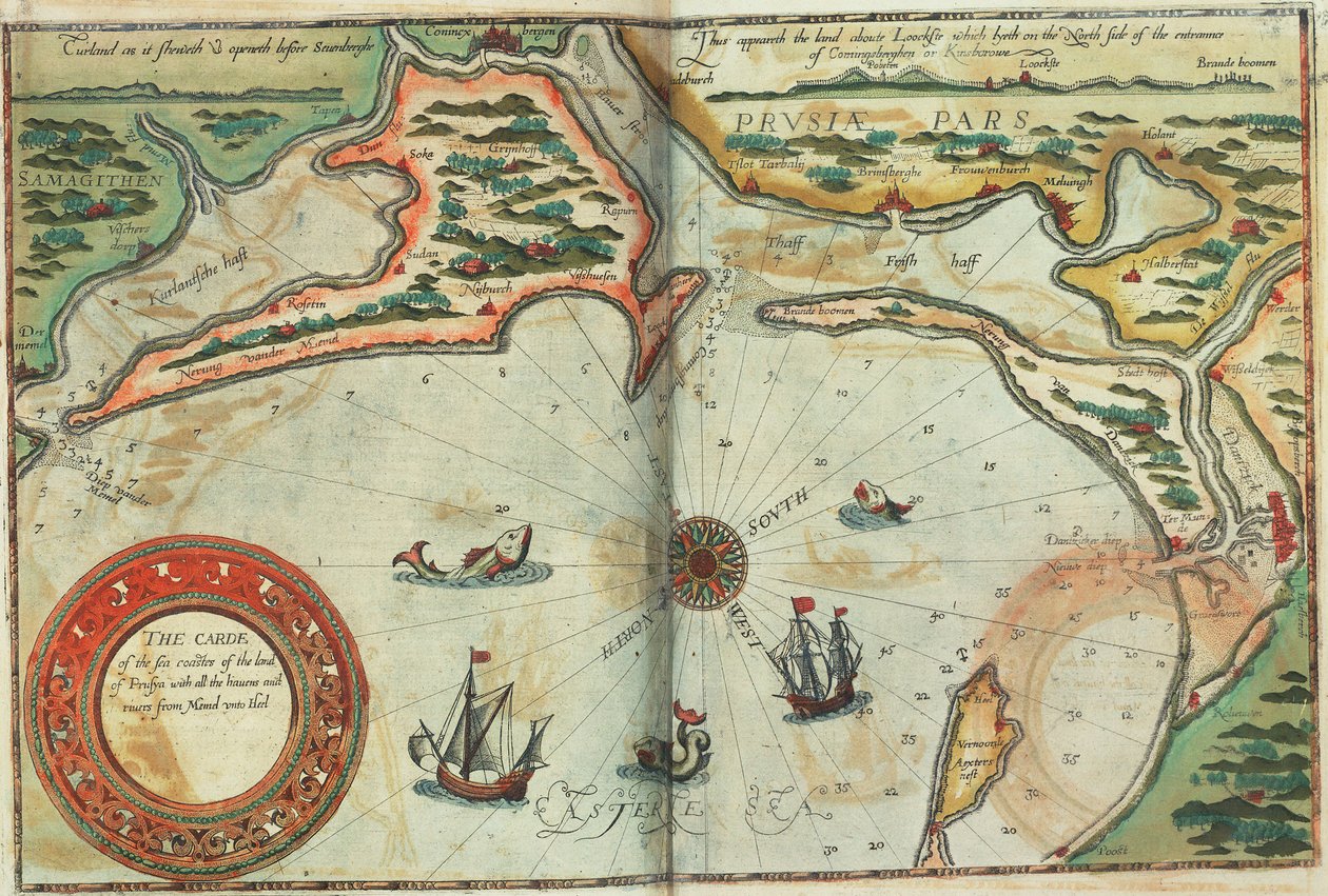 Küste von Preußen mit allen Häfen und Flüssen von Memel bis Heel von Lucas Janszoon Waghenaer