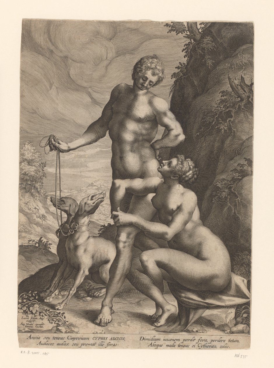 Venus und Adonis mit zwei Hunden von Lucas Kilian