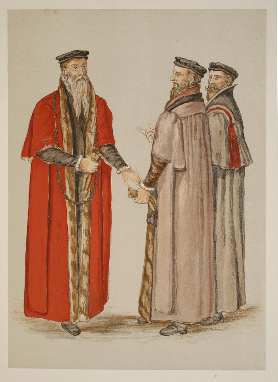 Lord Mayor, Aldermen und Zunftmitglied, aus einer Beschreibung Englands während der Regierungszeit von Elisabeth I. von Lucas de Heere