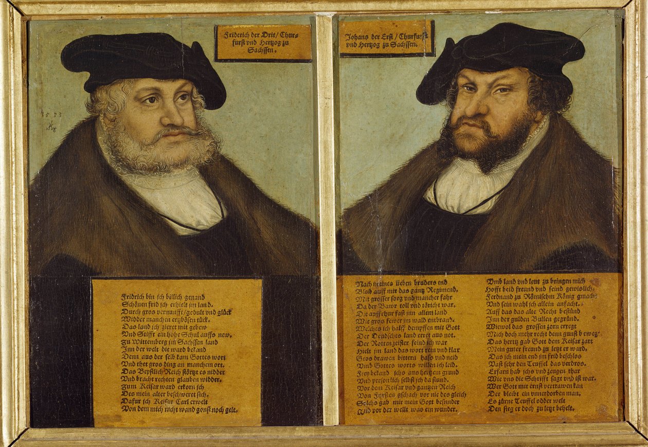 Doppelporträt von Friedrich III. von Sachsen von Lucas the Elder Cranach