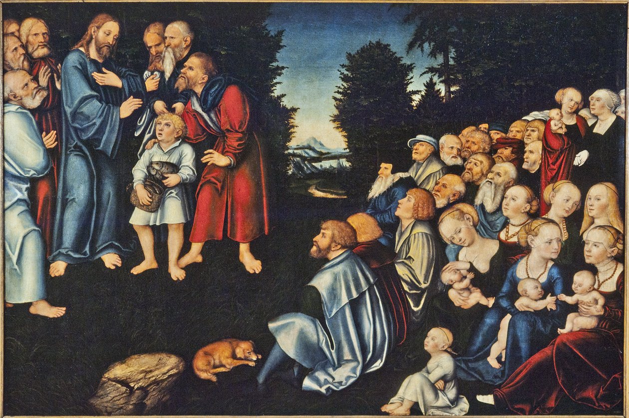 Das Wunder der fünf Brote und zwei Fische von Lucas the Elder Cranach