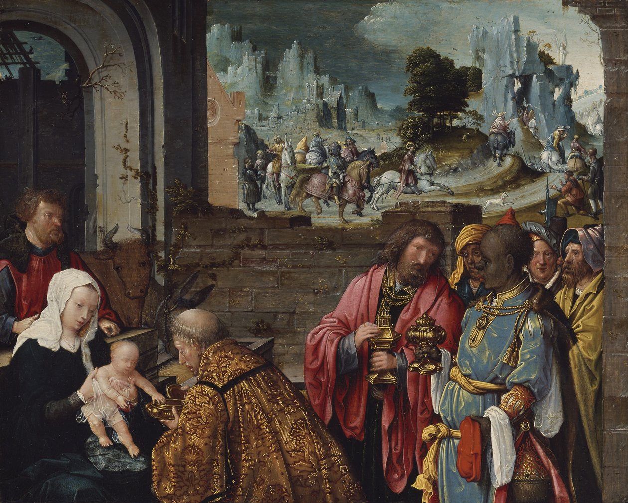 Die Anbetung der Könige von Lucas van (follower of) Leyden
