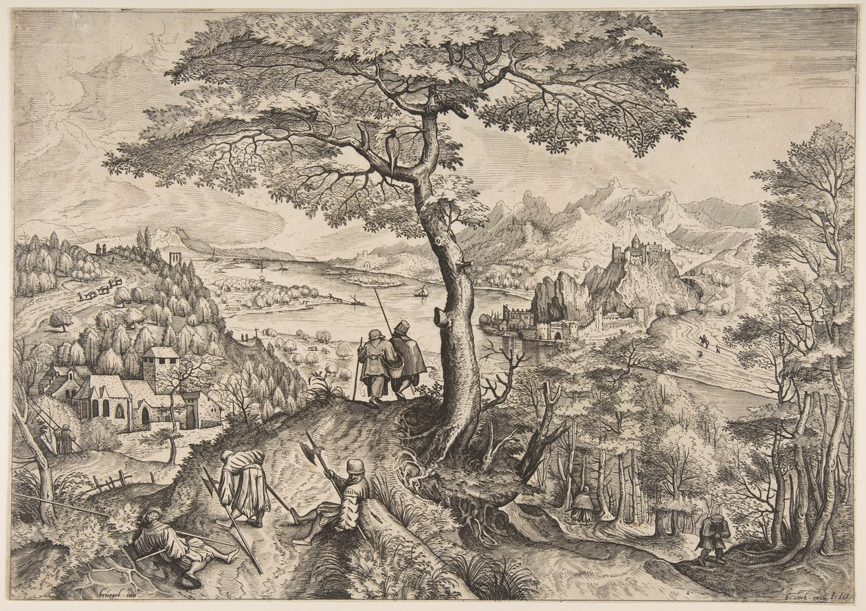 Ruhende Soldaten Milites Requiescentes aus Die großen Landschaften, ca. 1555-56 von Lucas van Doetecum