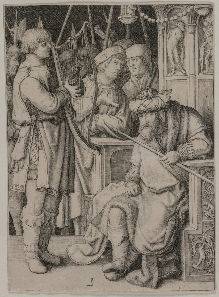 David spielt die Harfe vor Saul von Lucas van Leyden