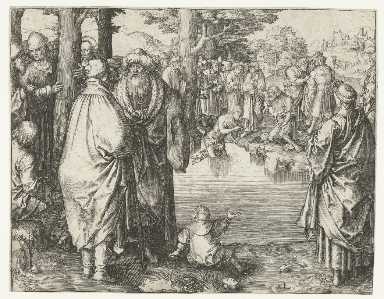 Taufe Christi im Jordan von Lucas van Leyden
