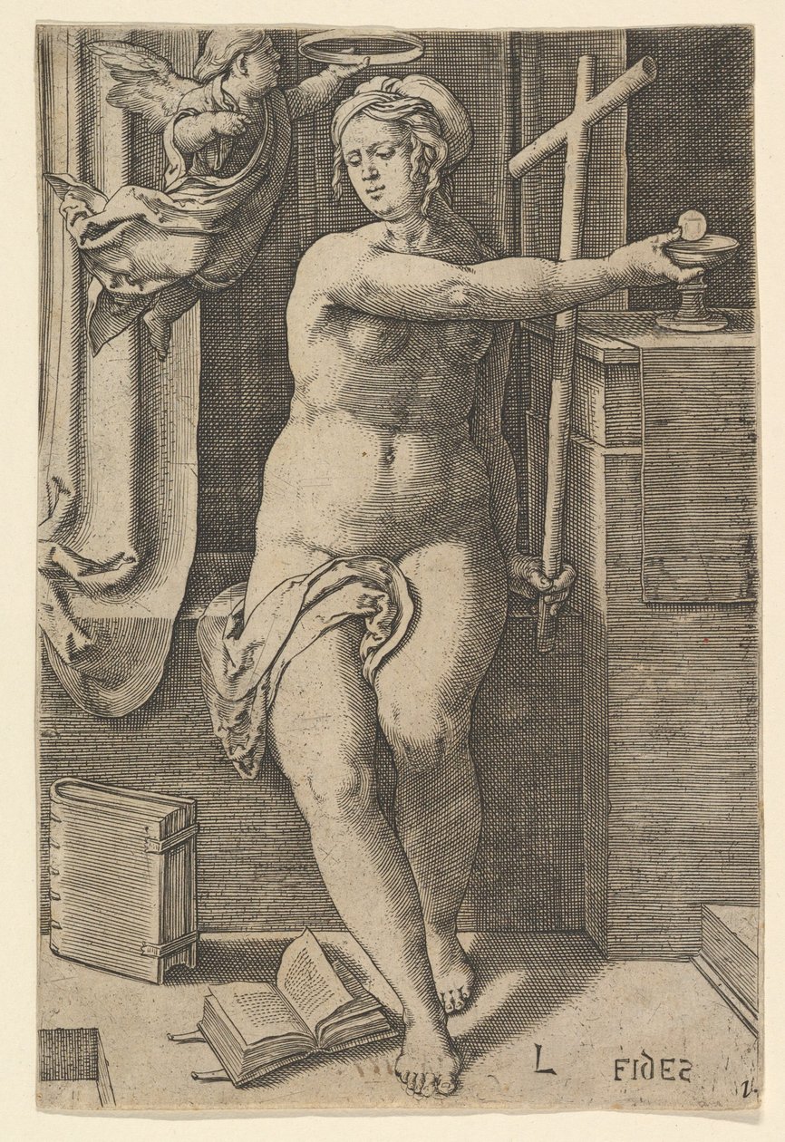 Glaube (Fides), aus der Serie Die sieben Tugenden von Lucas van Leyden