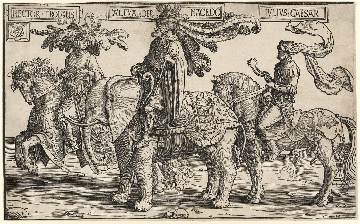 Hektor von Troja, Alexander von Makedonien, Julius Caesar, aus Die Neun Helden von Lucas van Leyden