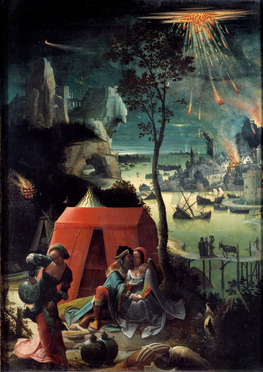 Lot und seine Töchter von Lucas van Leyden