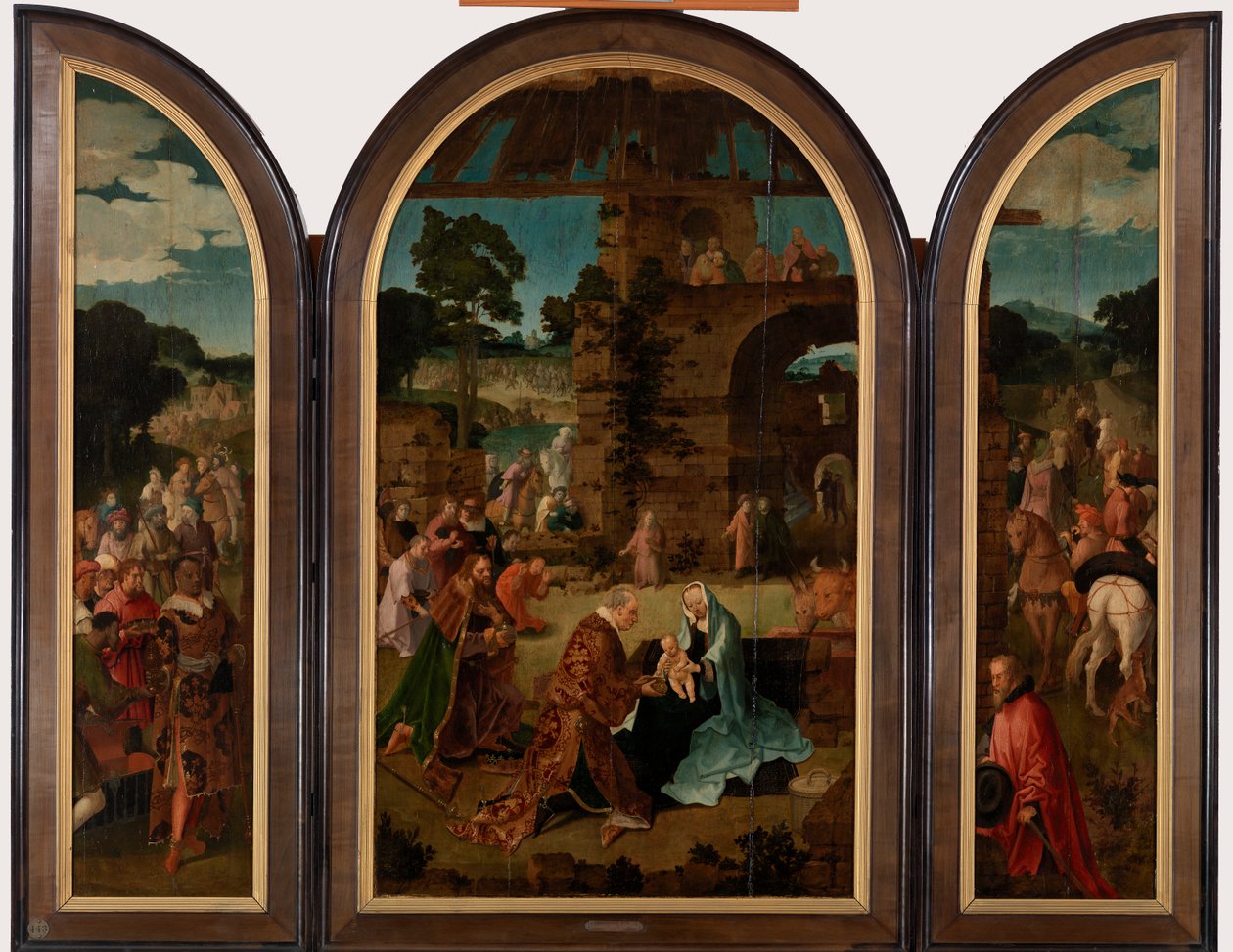 Die Anbetung der Könige Triptychon, ca. 1510 von Lucas van Leyden