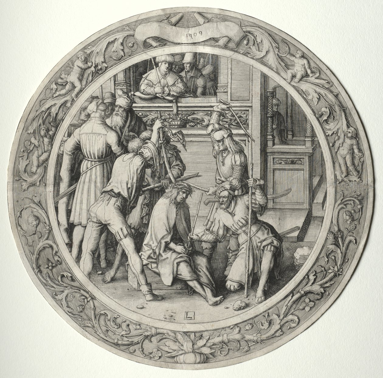 Die Runde Passion: Christus mit Dornen gekrönt von Lucas van Leyden