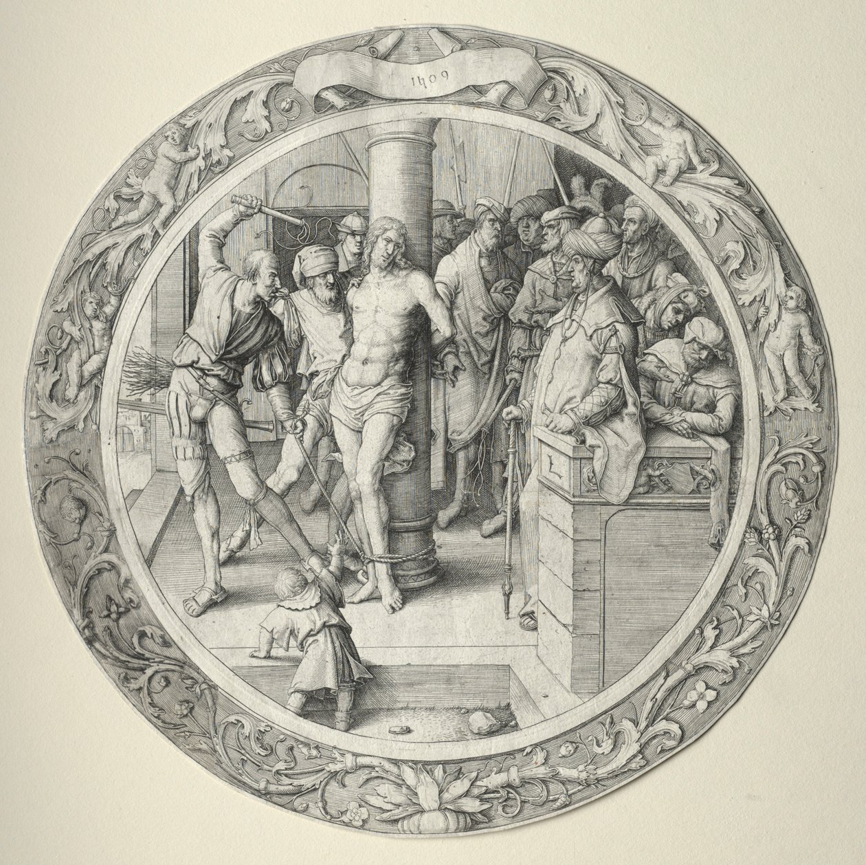 Die Runde Passion: Die Geißelung, 1509 von Lucas van Leyden