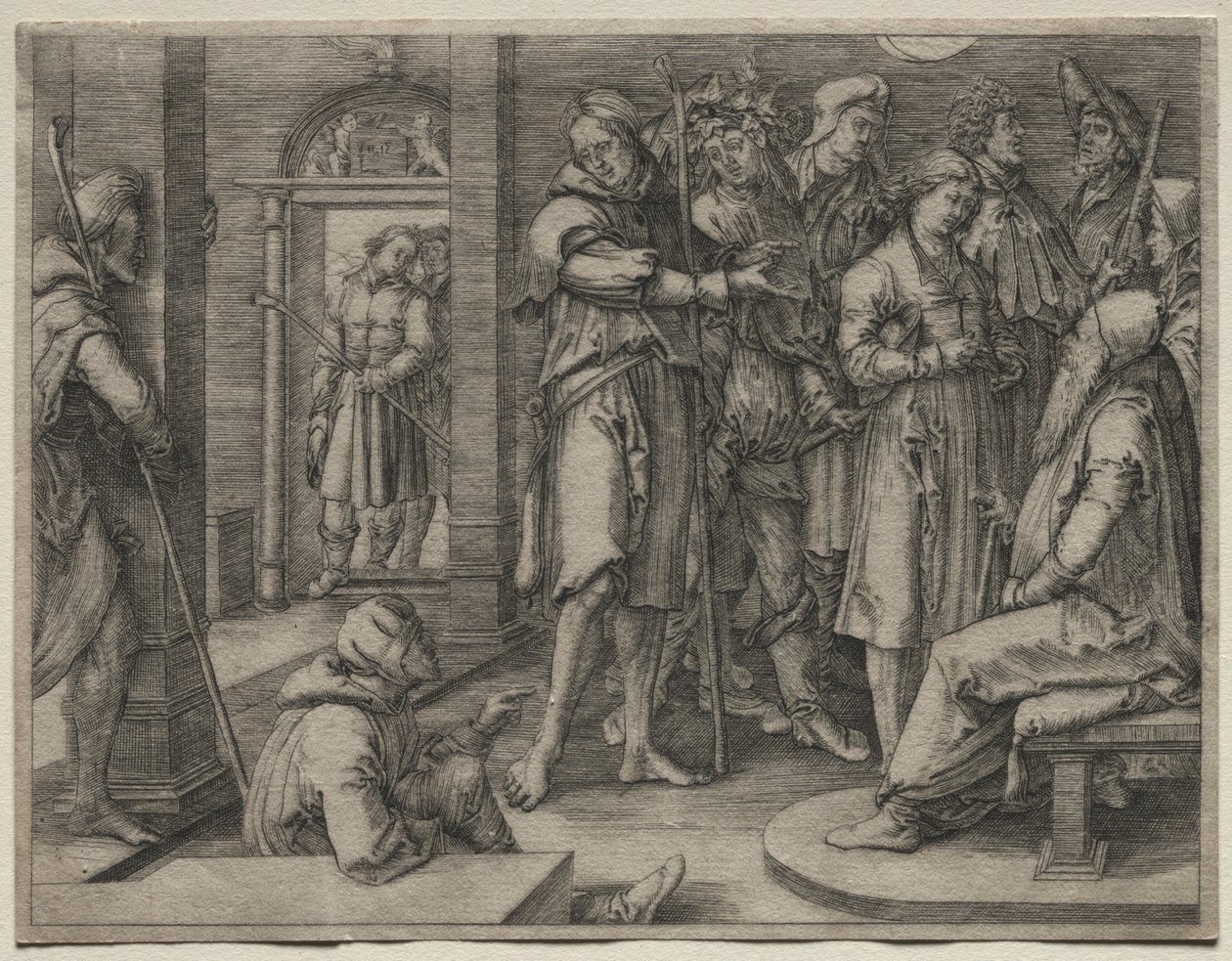 Die Geschichte von Joseph: Joseph deutet seinen Traum für Jakob, 1512 von Lucas van Leyden