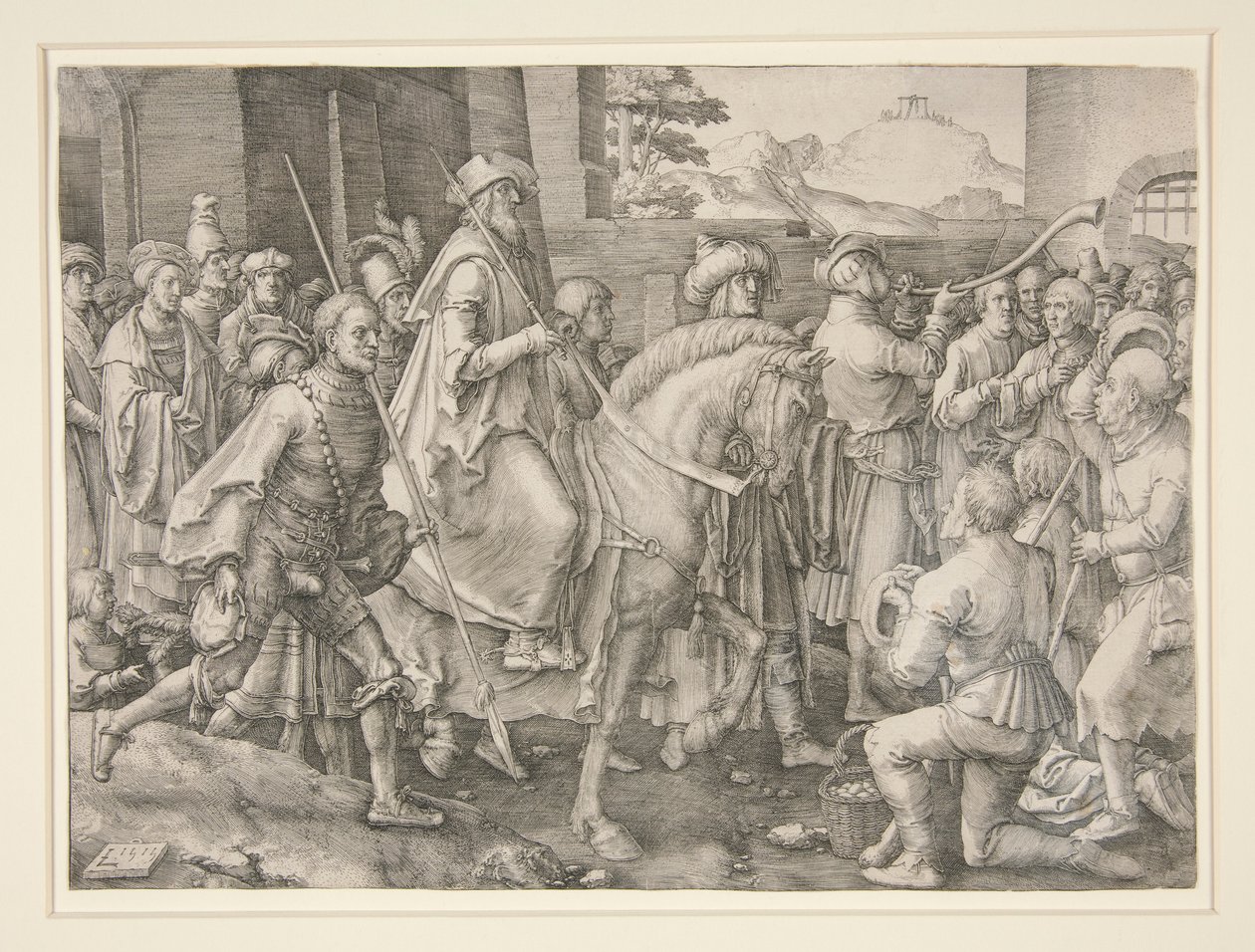 Der Triumph von Mordechai, Esther 6.11 von Lucas van Leyden