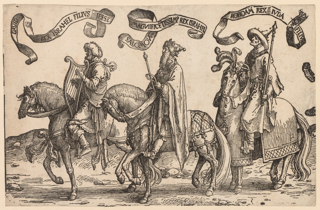 Die zwölf Könige Israels: David, Salomo, Rehabeam, 1515-1517 von Lucas van Leyden