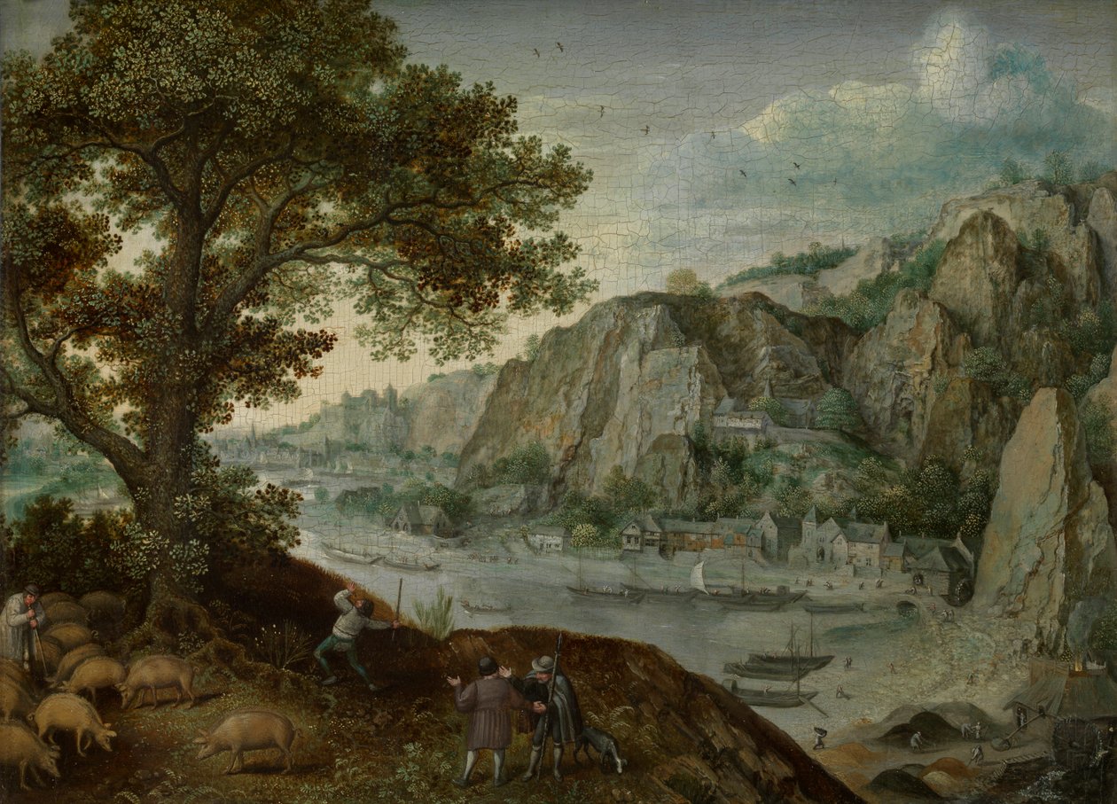 Huy, gesehen von Ahin von Lucas van Valckenborch