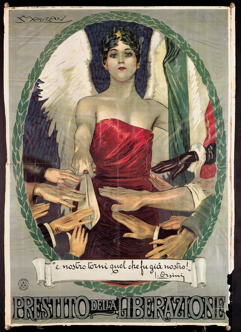 Italienisches Plakat für Kriegsanleihen im Ersten Weltkrieg von Luciano Achille Mauzan