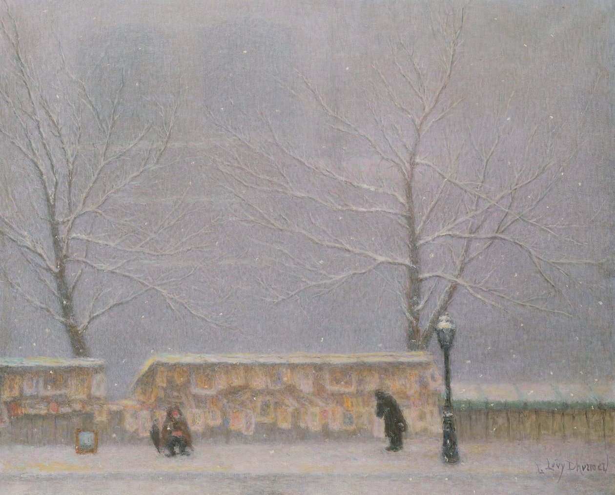 Notre-Dame, gesehen vom linken Ufer, bei Schneewetter von Lucien Levy Dhurmer