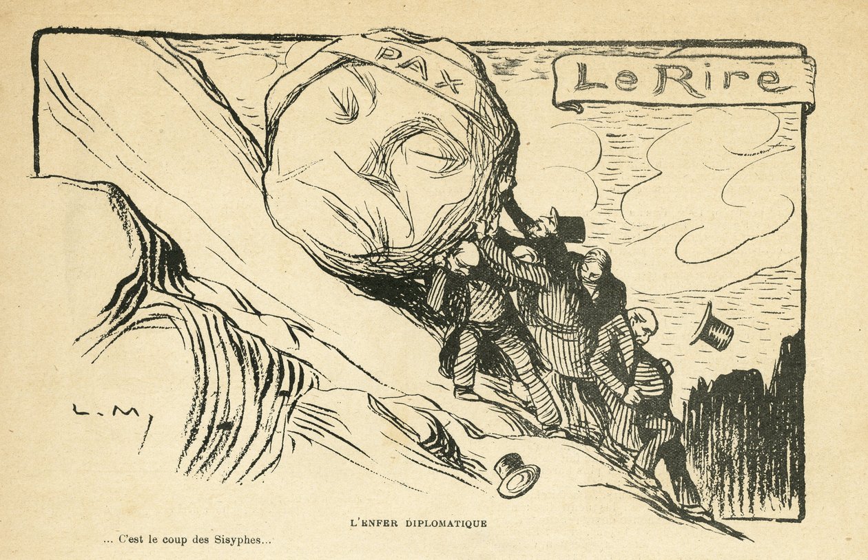 Illustration in Le Rire, 28/12/12 - diplomatische Hölle - Krieg 14-18 (Gravur) von Lucien Metivet
