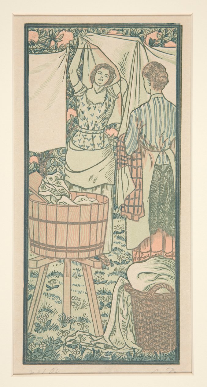 Wäsche aufhängen von Lucien Pissarro